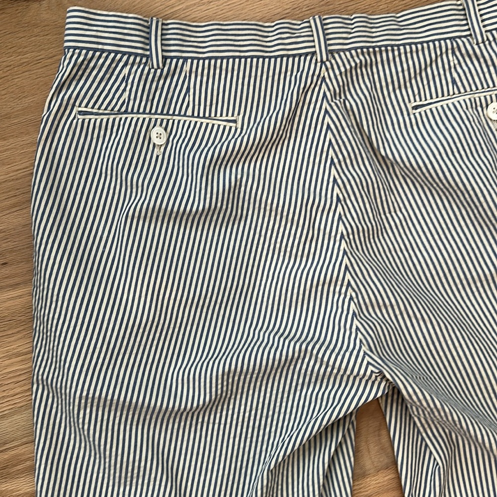Polo by Ralph Lauren blue/off white striped Searsucker shorts men's waist 36 - Picture 7 of 8